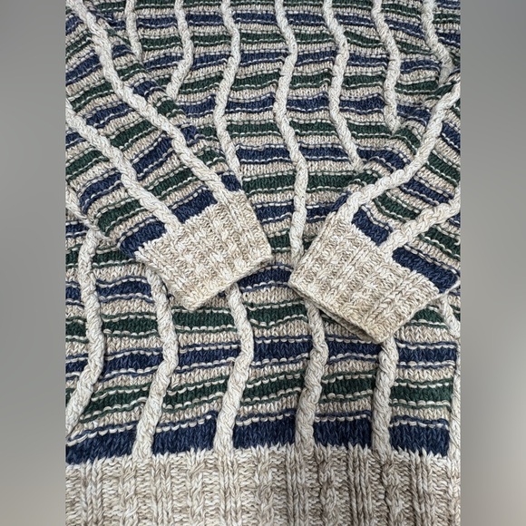 VTG Northern Isles Mens Hand Knit 3D Fisherman Sweater Size L 80S Grandpacore - Picture 9 of 11